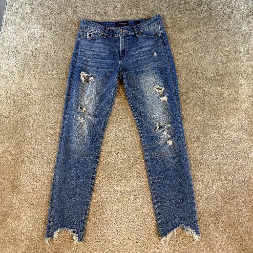 Lucky Brand Distressed Skinny Jeans in Medium Blue